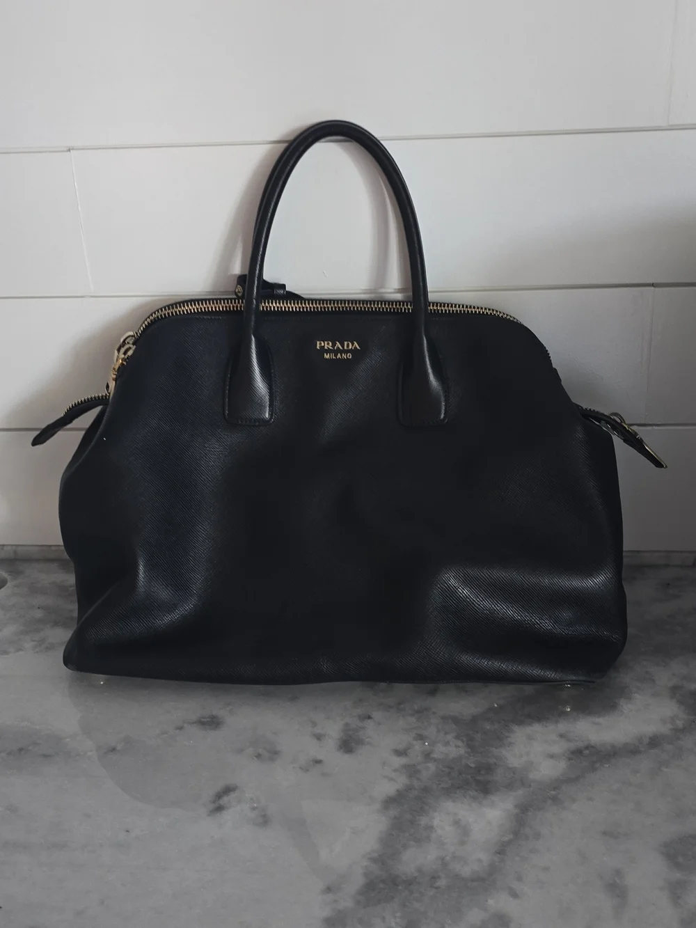 Prada Milano Black Saffiano Leather Dome Satchel with Dust Bag - Picture 12 of 15